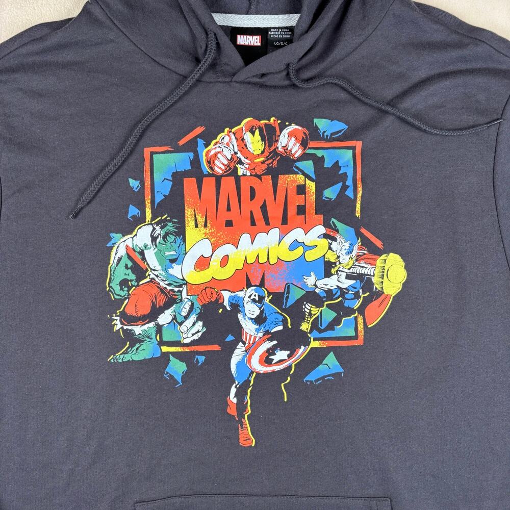 NWT Men's Marvel Comics Avengers Graphic Hoodie‎ Black Size Large - Picture 6 of 7